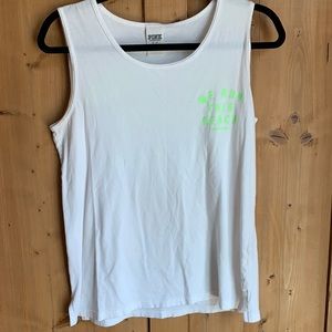 Pink Victoria’s Secret tank top we run this beach